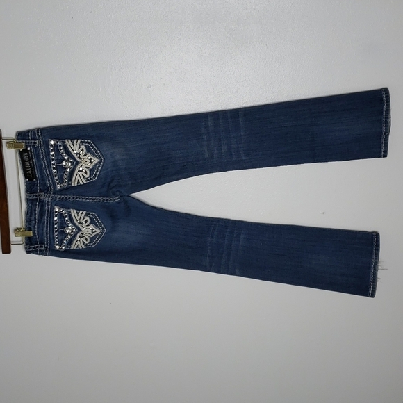 LA Idol White Lace Embellished Boot Cut Jeans Swarovski Crystals Luxury Summer - Picture 13 of 16